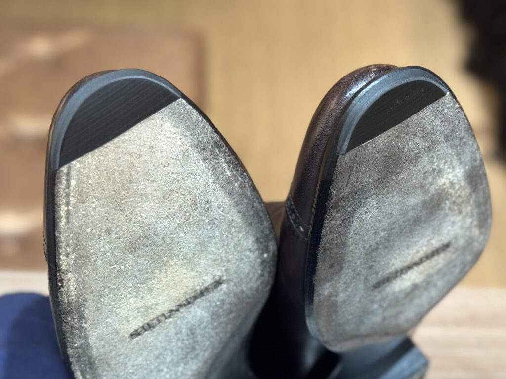 トーラバー装着後のシェットランドフォックスを底面側からつま先方向に見たアングル