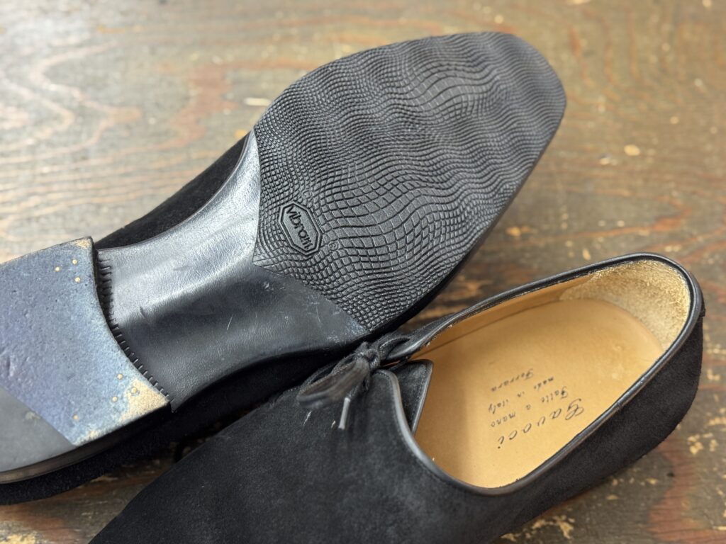 Gavoci（ガヴォチ）V字加工ハーフラバー施工後のソール面