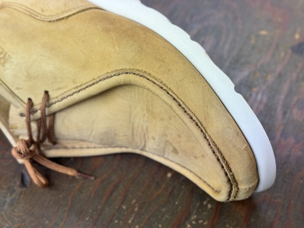 レッドウィング891 丸コバ加工後 コバ仕上げの状態